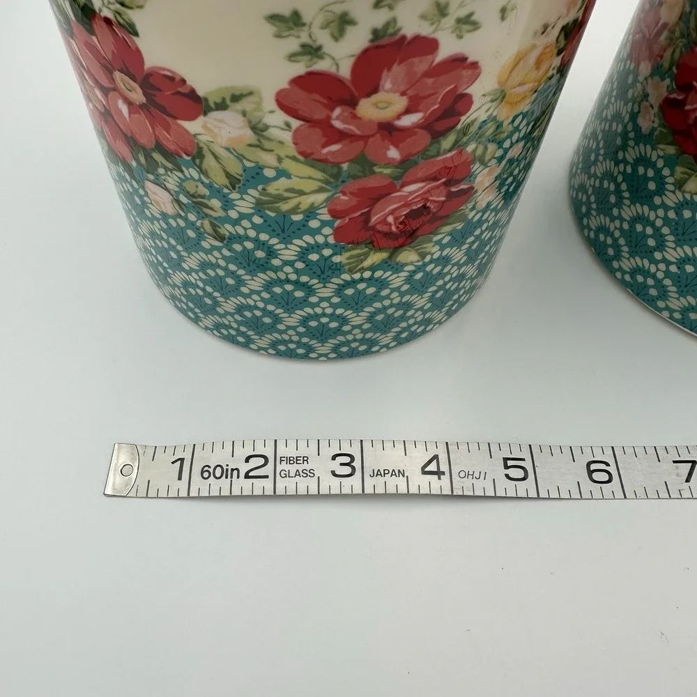 (2) Pioneer Woman Treat Jar Tin Floral Canister Set
